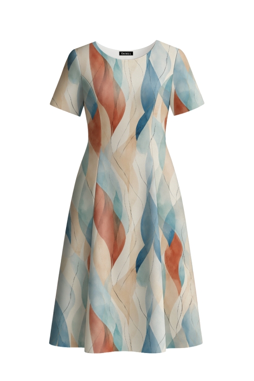 Rochie eleganta din crepe imprimata Adiere Pastelata