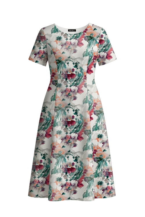 Rochie eleganta din crepe imprimata Flori Pictate