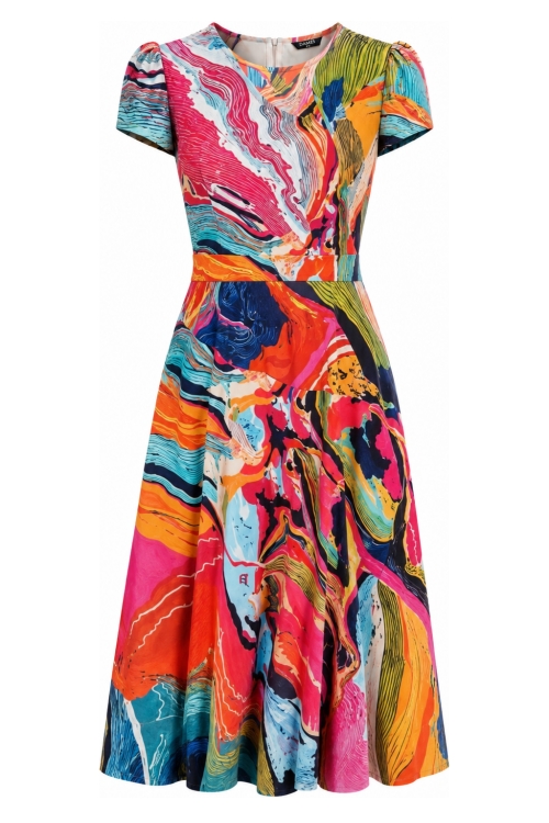 Rochie eleganta multicolora cu buzunare Curajul Culorii
