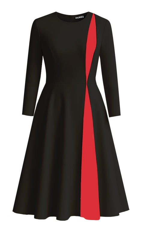 Rochie eleganta neagra clos cu sectiune in contrast