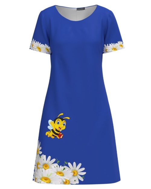 Rochie evazata albastra imprimata Albinuta CMD4292