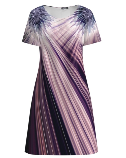 Rochie evazata imprimata digital in nuante mov CMD969 - Img 1