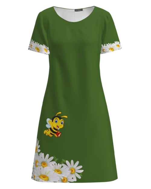 Rochie evazata verde imprimata digital Albinuta CMD1179 - Img 1