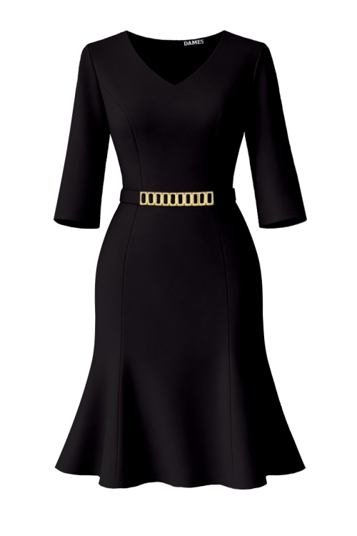 Rochie in clini tip sirena neagra cu accesoriu detasabil