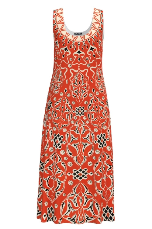 Rochie lunga casual de vara cu buzunare imprimata grafic CMD4313 - Img 2