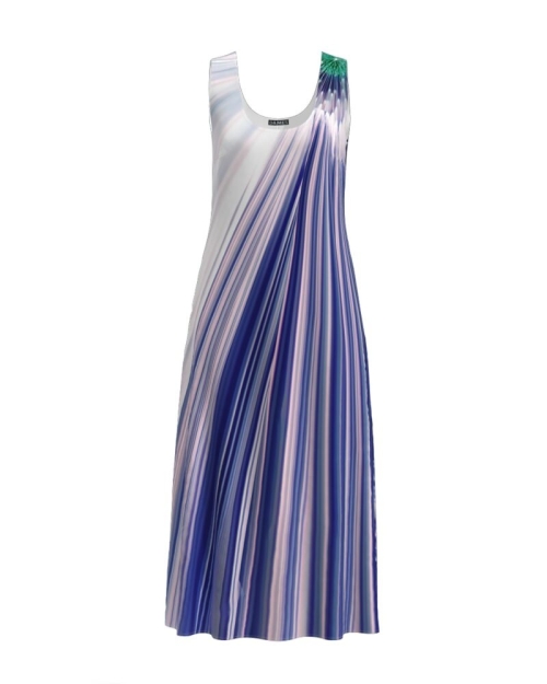 Rochie lunga casual de vara cu buzunare, imprimata in nuante de albastru CMD905 - Img 1