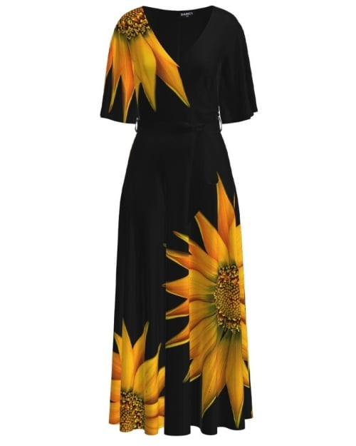 Rochie lunga eleganta de seara imprimata digital Floarea soarelui CMD1049 - Img 1