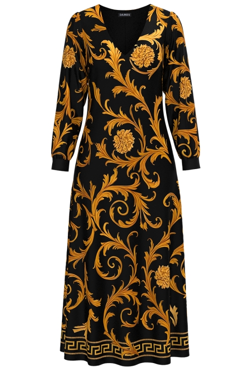 Rochie lunga eleganta imprimata baroc