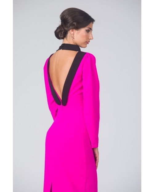 Rochie lungă fucsia cu spate decupat CMD4879 - Img 5