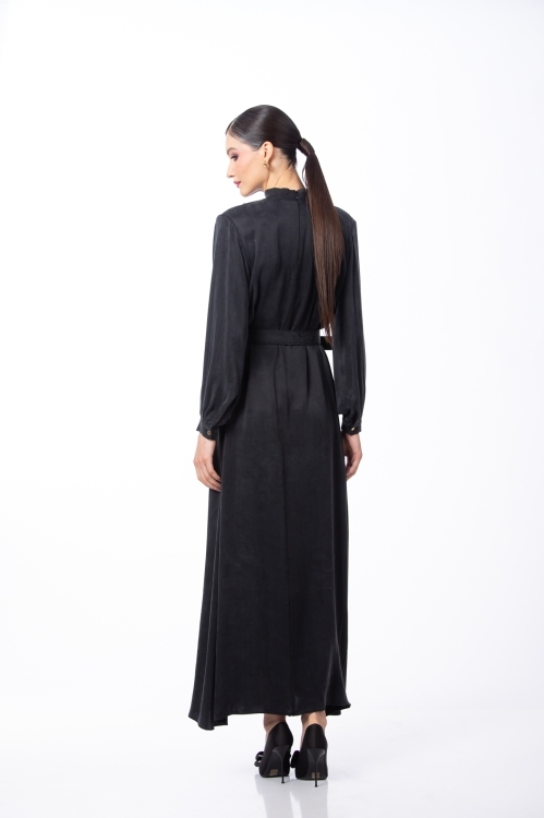 Rochie lunga neagra din vascoza si lyocell - Img 4