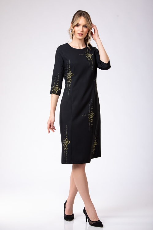 Rochie neagra eleganta in clini imprimata Infinit
