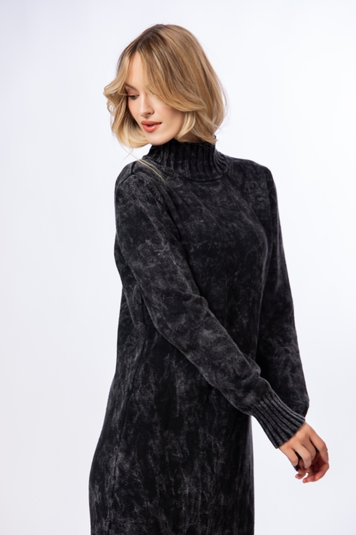 Rochie neagra tricotata din bumbac - Img 3