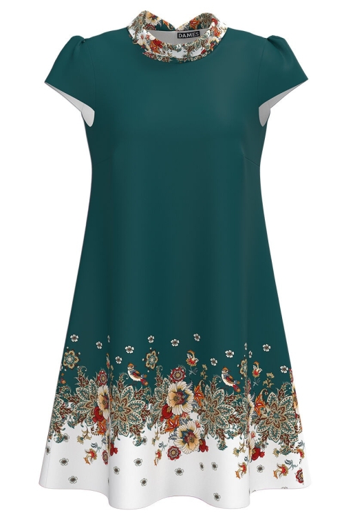 Rochie verde casual imprimata cu model Floral CMD4127 - Img 2