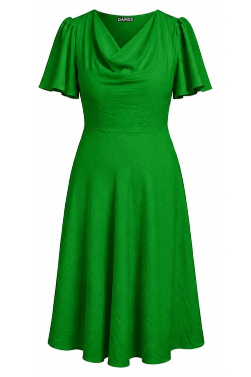 Rochie verde din vascoza cu decolteu amplu