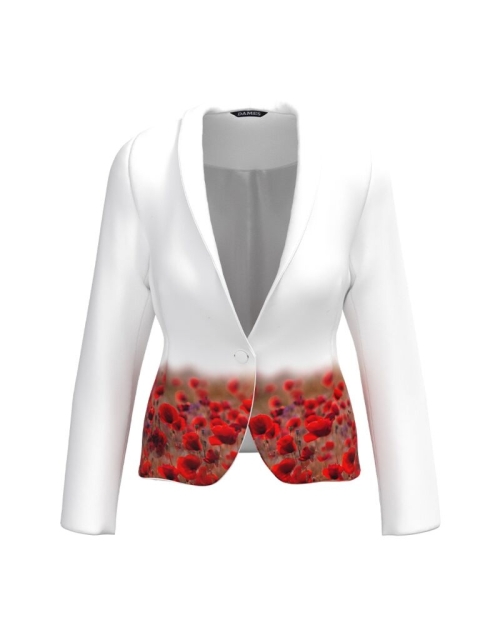 Sacou alb imprimat cu model floral Maci CMD1778 - Img 1