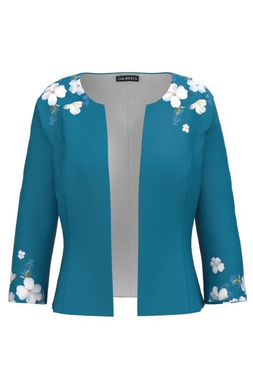 Sacou albastru marin imprimat floral SS25