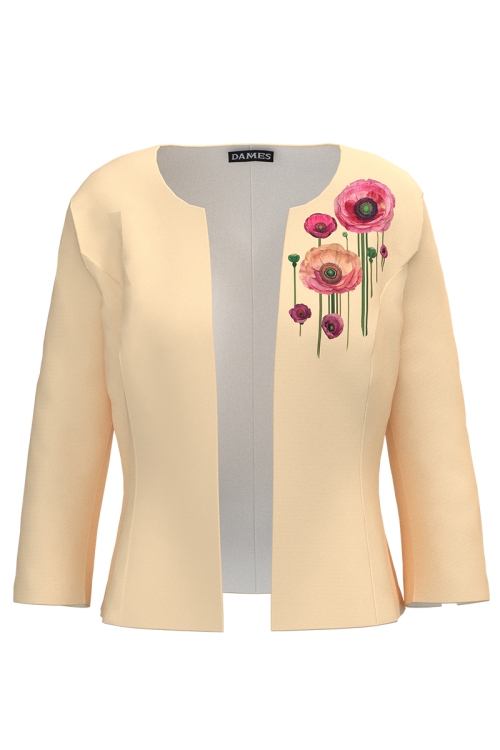 Sacou cambrat imprimat flori de mac