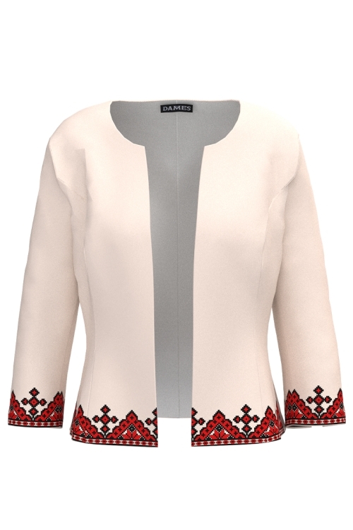 Sacou cambrat ivory cu motive traditionale