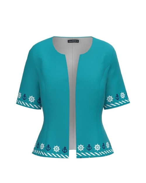 Sacou de vara cu maneca scurta bleu imprimat Ancore CMD2909 - Img 1