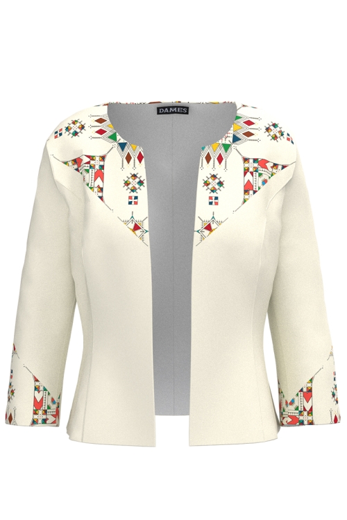 Sacou ivory cambrat imprimat traditional SS25