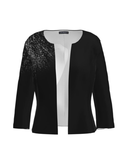 Sacou negru cambrat imprimat Picaturi de roua CMD4177