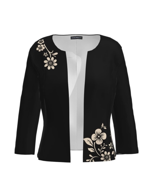Sacou negru imprimat cu model Floral CMD4104
