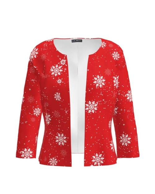 Sacou rosu cambrat imprimat Stelute de Gheata CMD1500