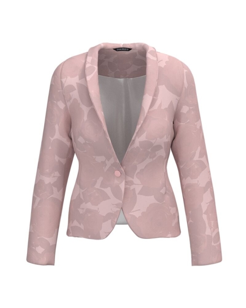Sacou roz prafuit cambrat imprimat trandafiri CMD5069