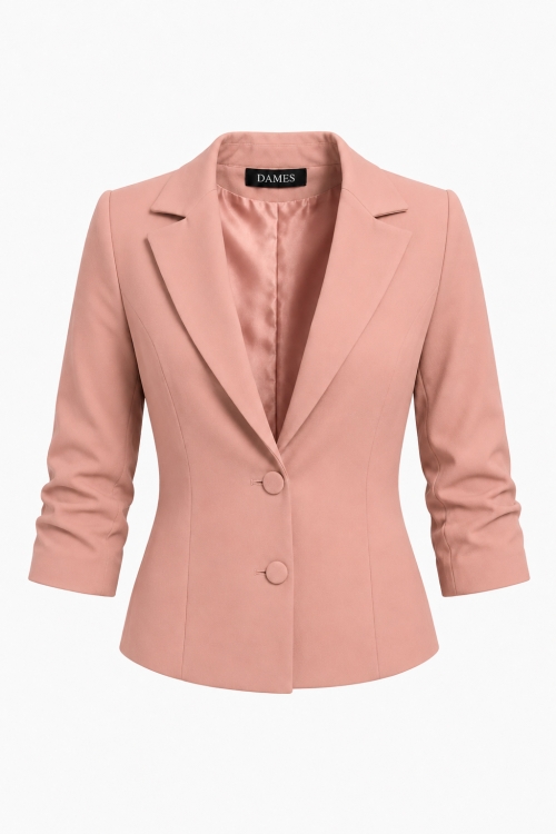 Sacou roz pudra elegant cu maneca incretita