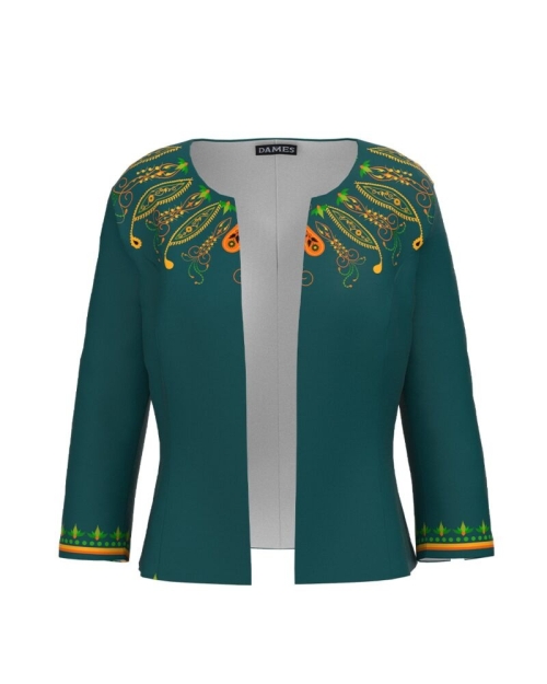Sacou verde cambrat imprimat cu model Floral CMD3043