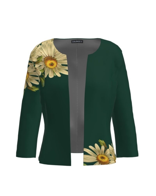 Sacou verde cambrat imprimat cu model floral Margarete CMD3479