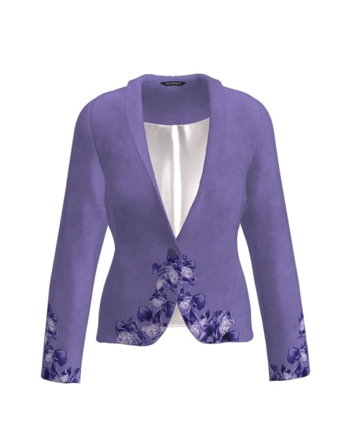 Sacou violet cambrat imprimat cu model Floral CMD2482