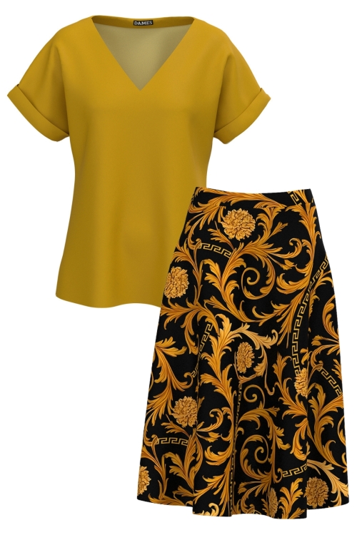 Set dama bluza maneca raglan si fusta clos
