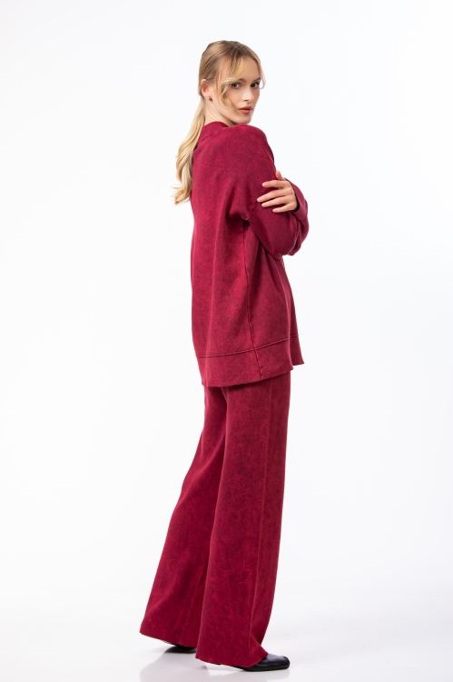Set dama bordo cu pantaloni drepti si bluza lejera - Img 5
