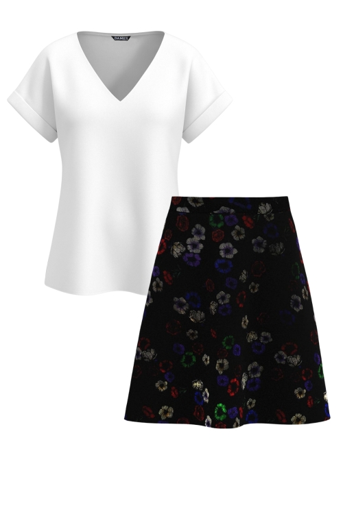 Set dama vascoza bluza si fusta din catifea cu buzunare