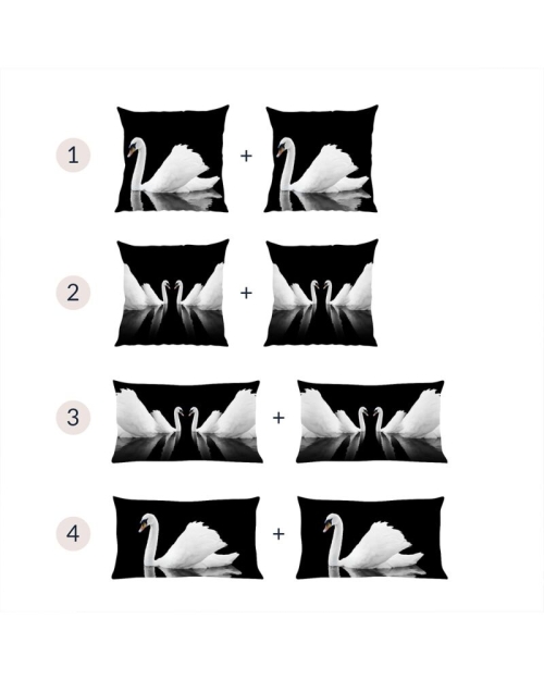 Set fete de perna decorative din satin neagru imprimate cu model Lebede CMD2711 - Img 2