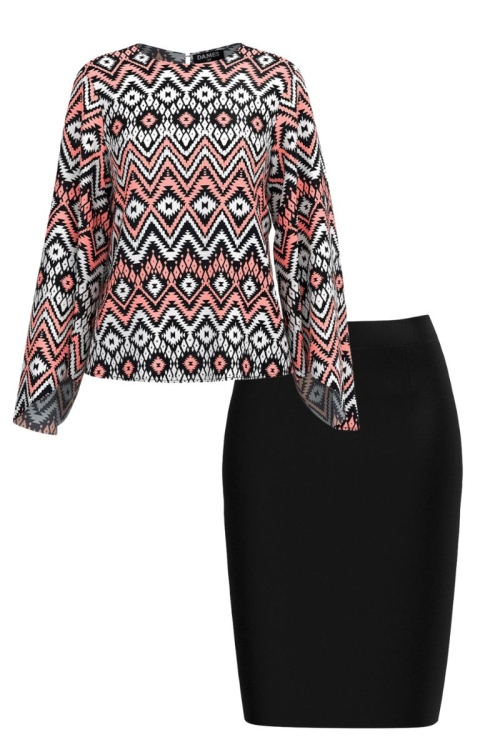 Set fusta si bluza cu maneca lunga