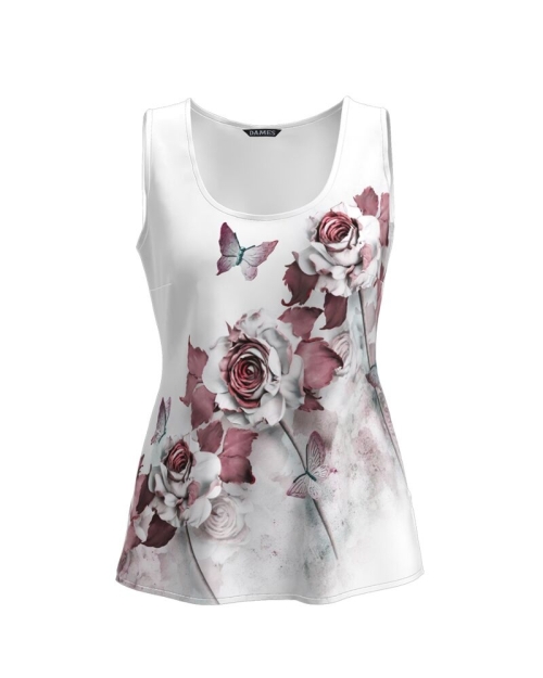 Top casual alb imprimat cu model Floral CMD2522 - Img 1