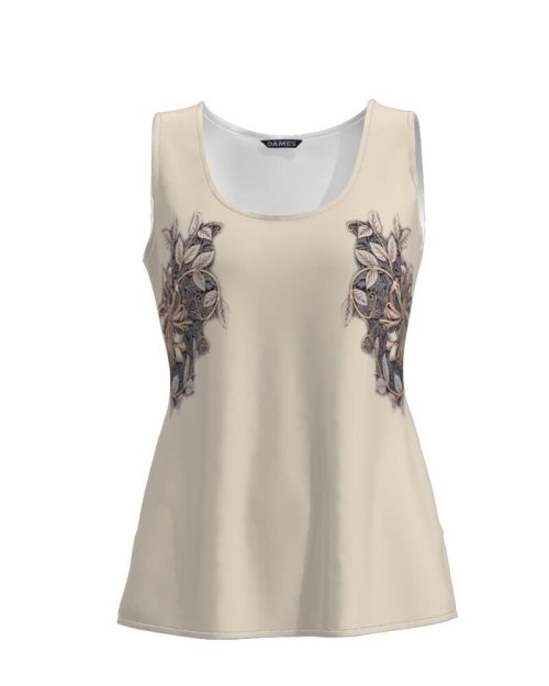 Top casual bej imprimat cu model floral CMD790