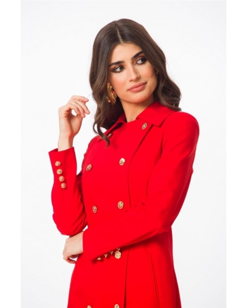 Trench office PREMIUM Rubin cu nasturi si buzunare DP001R - Img 3