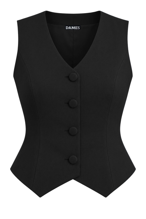 Vesta neagra eleganta cambrata