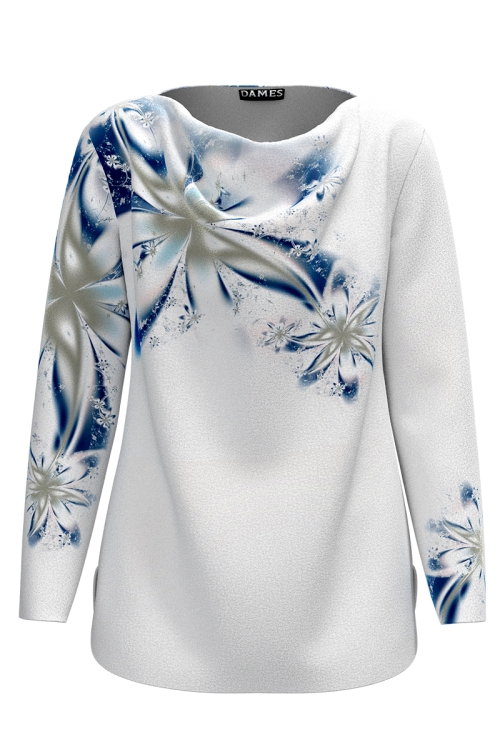 Bluza alba din catifea cu imprimeu floral AW24