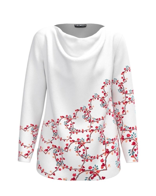 Bluza alba din catifea cu imprimeu floral CMD1853