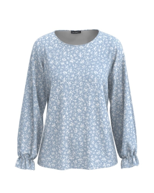 Bluza cu maneca lunga din vascoza bleu CMD3810