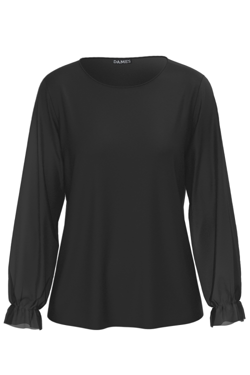 Bluza cu maneca lunga din voal negru