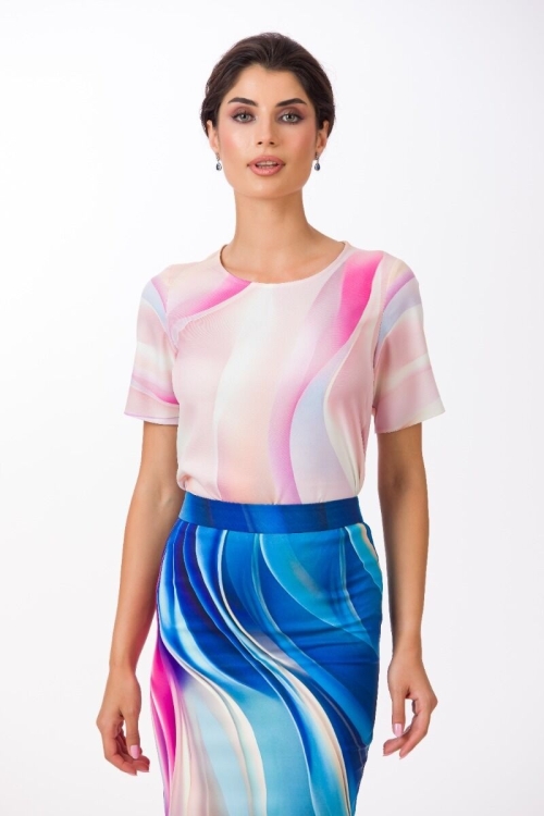 Bluza cu maneca scurta imprimata multicolor SS24 - Img 5