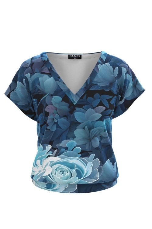 Bluza din catifea cu decolteu in V imprimata floral AW24 - Img 2