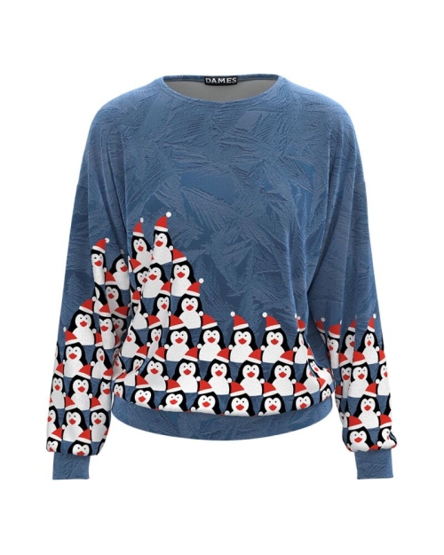 Bluza gri tip hanorac din catifea cu imprimeu Pinguini CMD1628