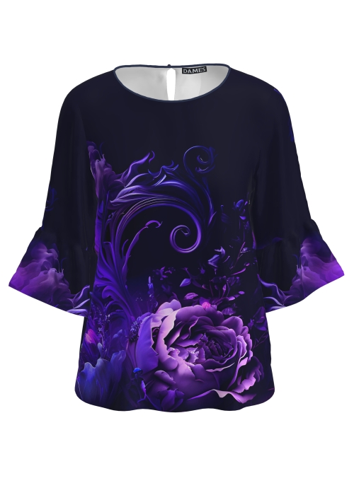 Bluza in nuante de violet cu imprimeu floral