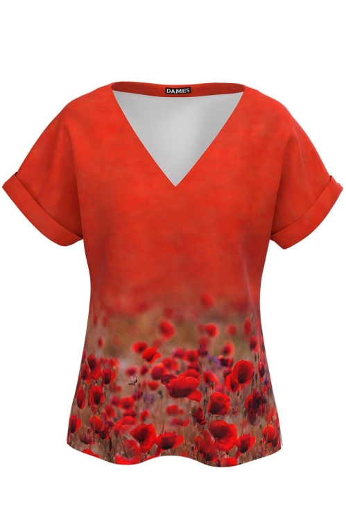 Bluza rosu corai imprimata digital maci CMD949 - Img 2